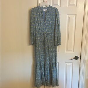 Emerson Fry Teal and Yellow Long Sleeve Dress